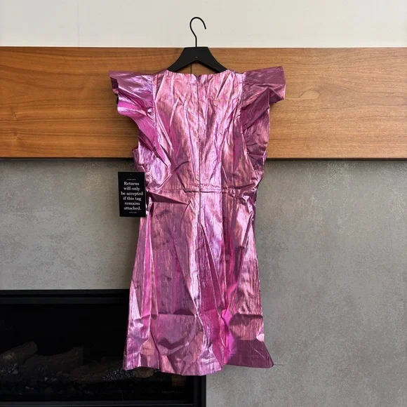 NWT HYACINTH HOUSE Pink Plisse Coolidge Mini Dress, Size XS - Picture 12 of 16